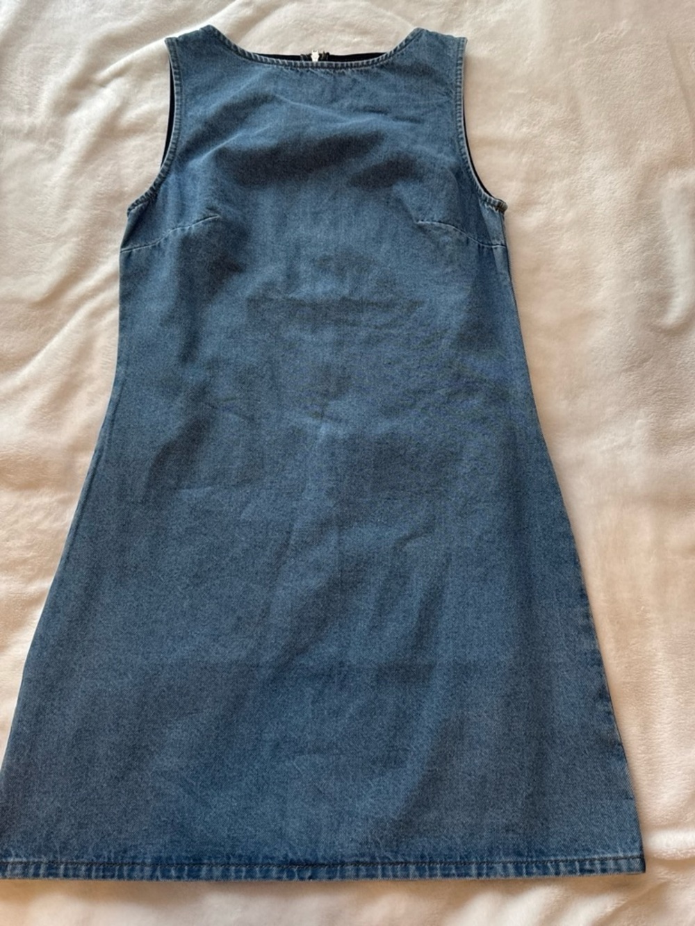 Classic Sleeveless Denim Midi Dress - Blue